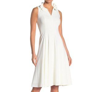 Calvin Klein Ruffled V-Neck Fit & Flare Dress perfect for Engagement dinners